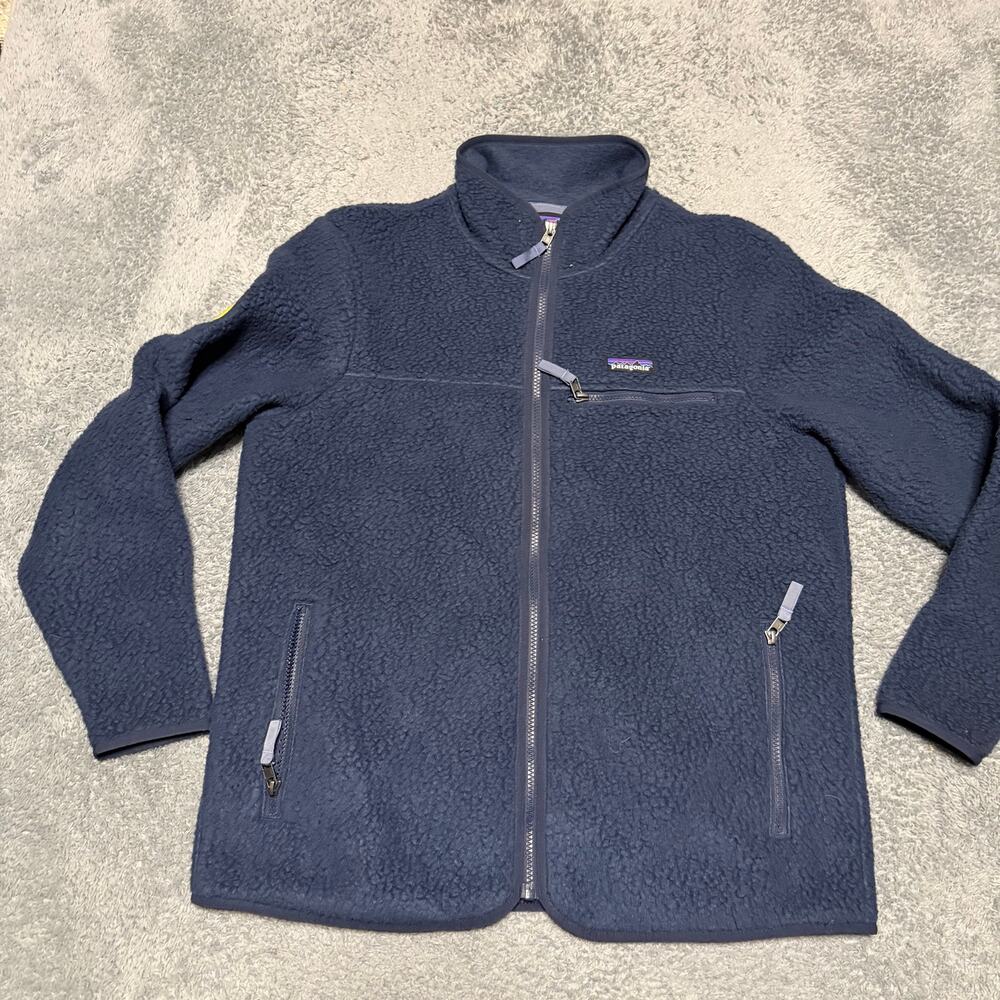 Patagonia Retro Pile Fleece Jacket Womens Large Blue Full Zip Outdoor Hike